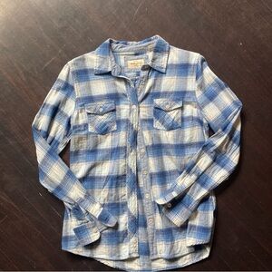 Weatherproof light blue plaid shirt, size small